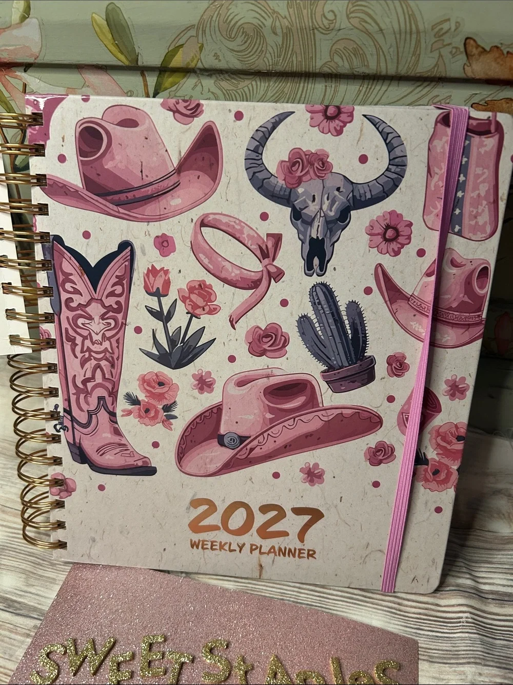 2027 Boho Weekly Planner  Pink Purple Western Cowboy Design 17mo Coquette